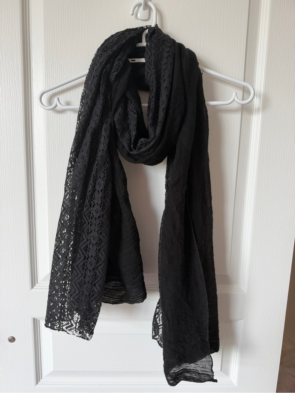 Black Lace Trim Women's Scarf